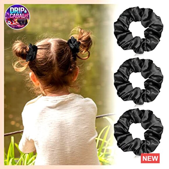 Silk Satin Scrunchies Hair Ties Vintage Elastic Bands Large Ponytail Accessories main image 5